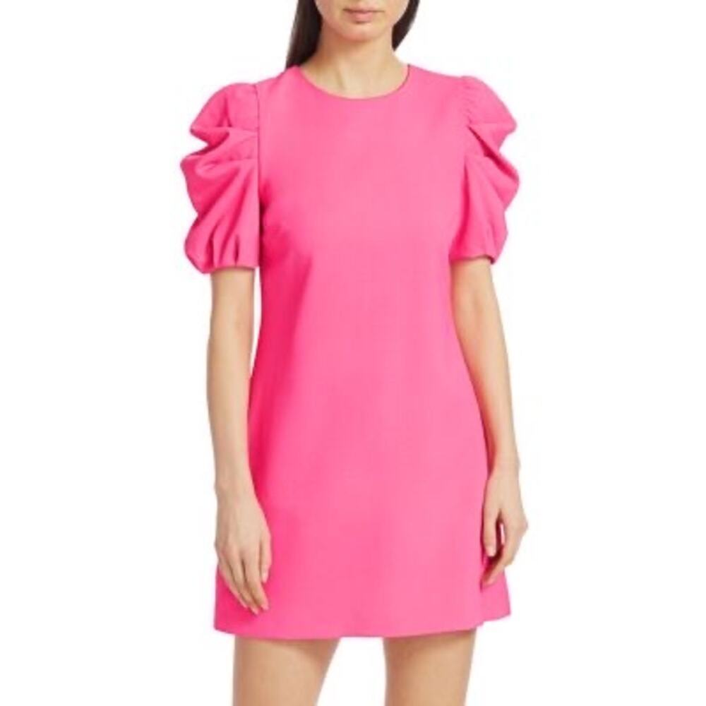 Nwt Alice + Olivia Wild Pink Hanita Puff Sleeve Shift Dress Size 10